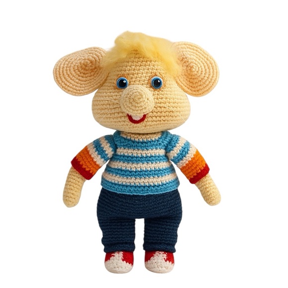 Topo Gigo Handmade Crotchet Mouse Teddy Bear Stuffed Animal Doll